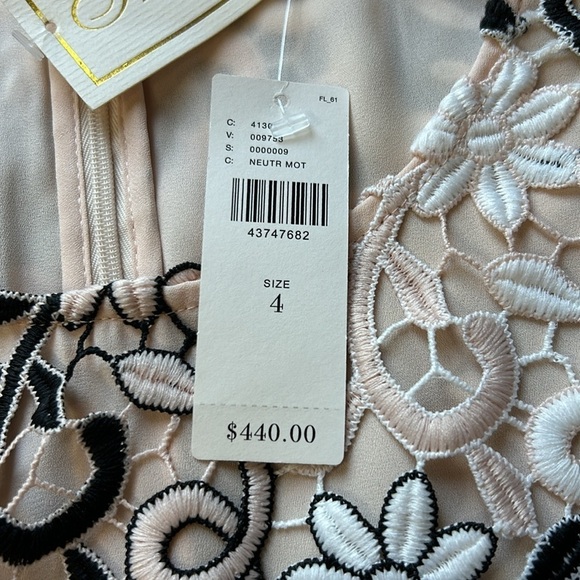 Shoshanna Lupe Guipure Lace Dress Flutter Short Sleeve Anthro Sz 4 Pale Pink NEW - Picture 12 of 16